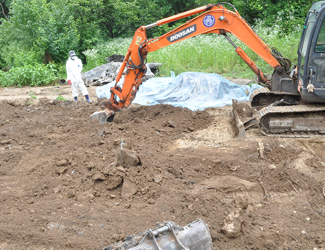 Excavation of burial site